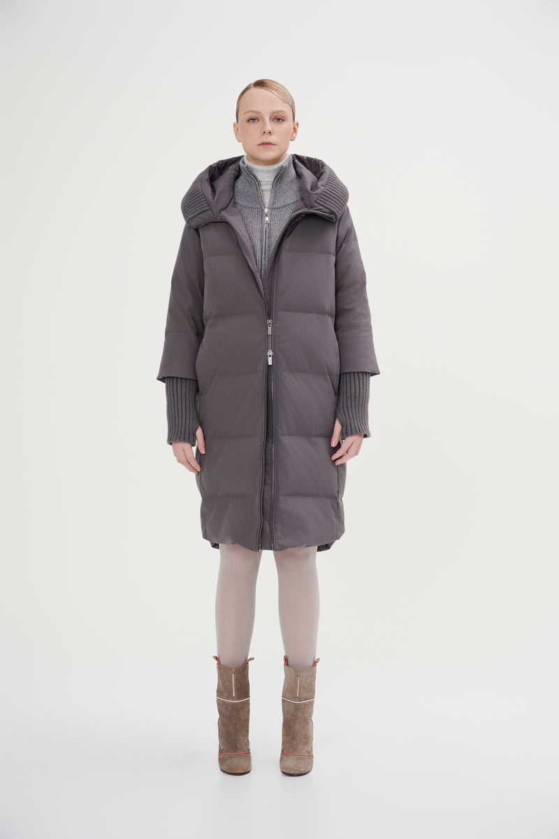 Boxy Down Jacket With Chunky Rib