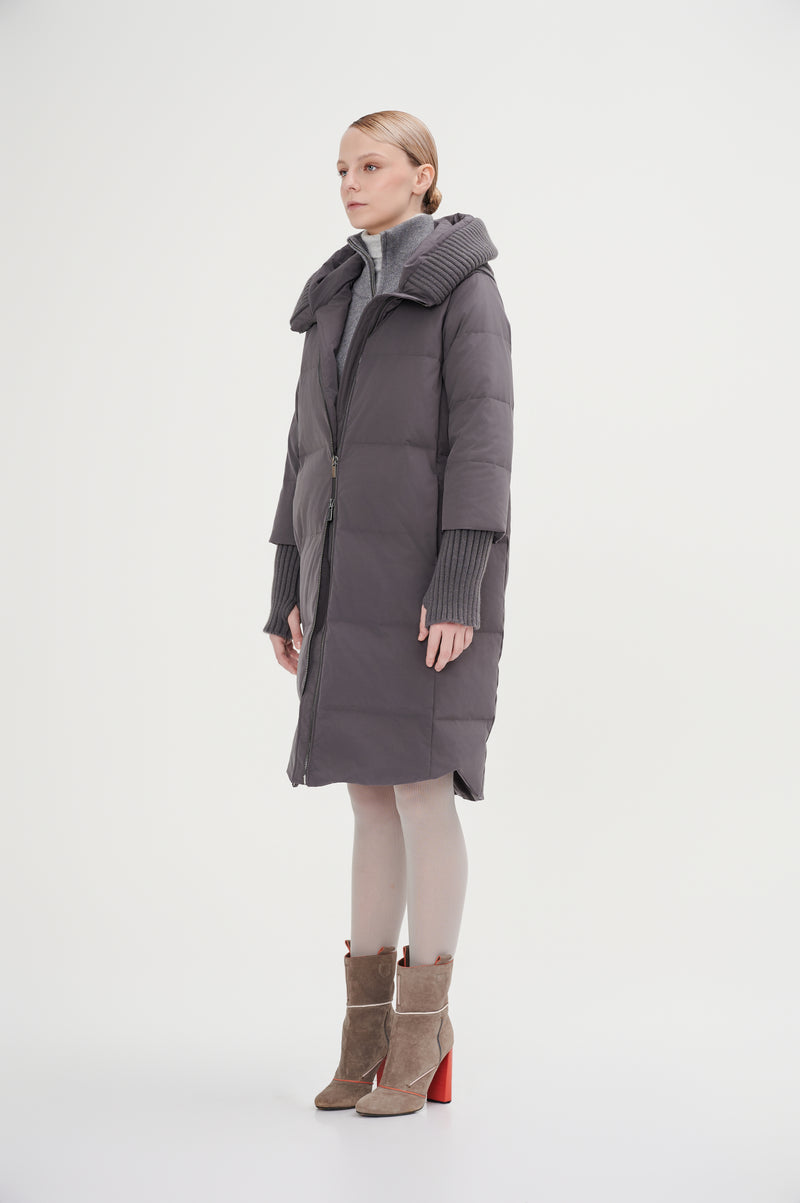 Boxy Down Jacket With Chunky Rib