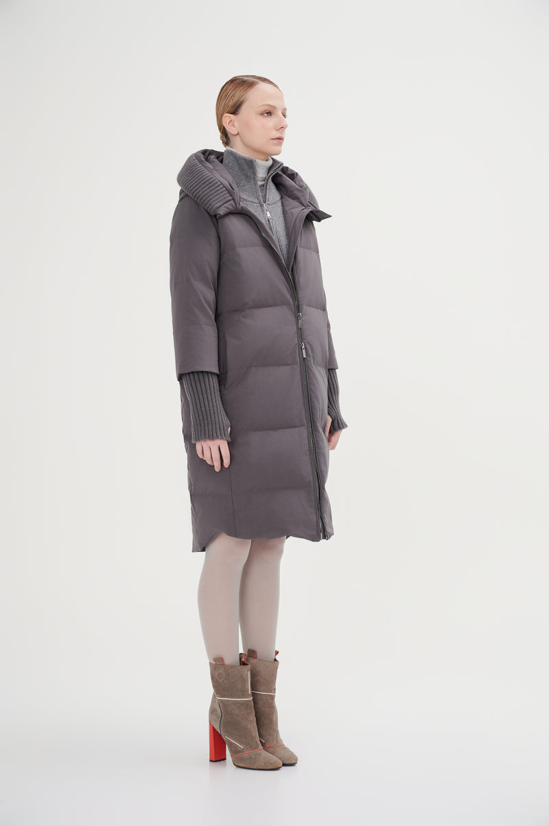 Boxy Down Jacket With Chunky Rib