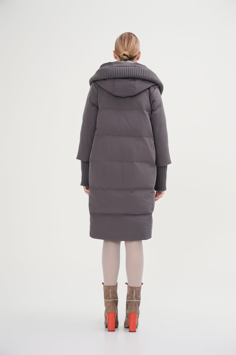 Boxy Down Jacket With Chunky Rib