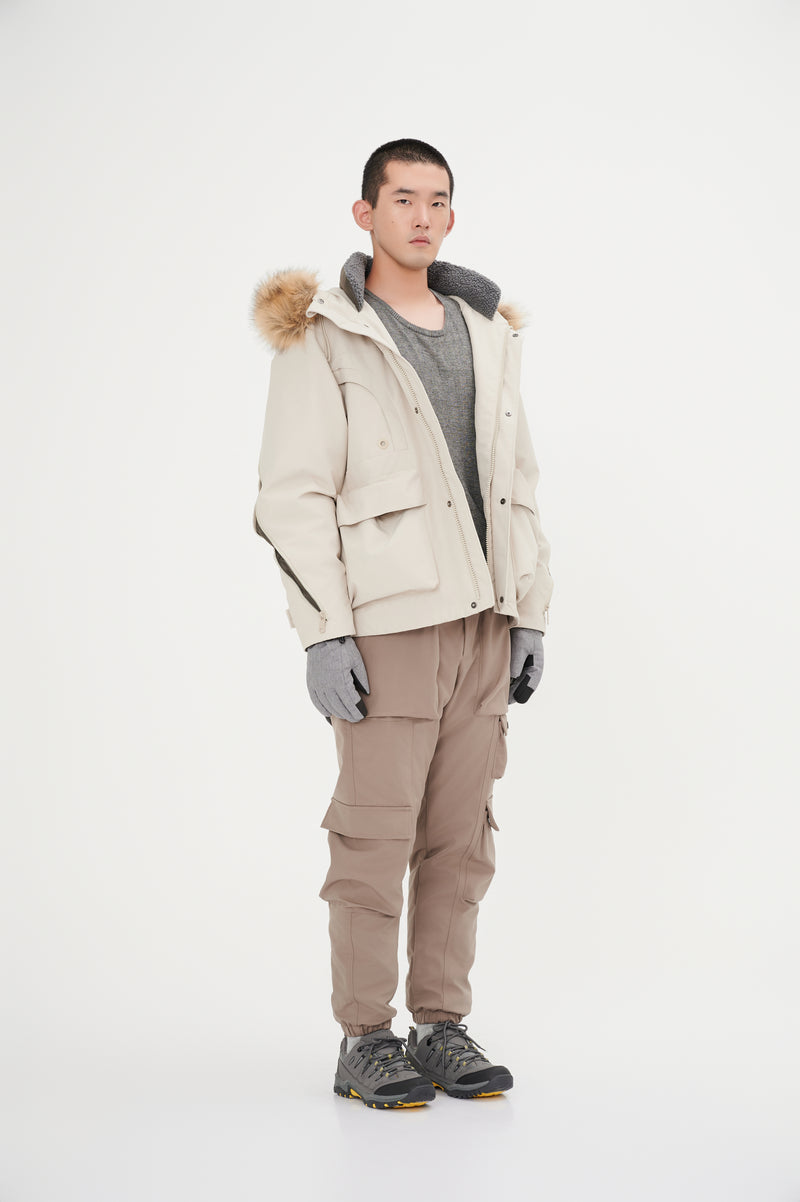 Down Jacket Topped With A Luxurious Fur-Lined Hood