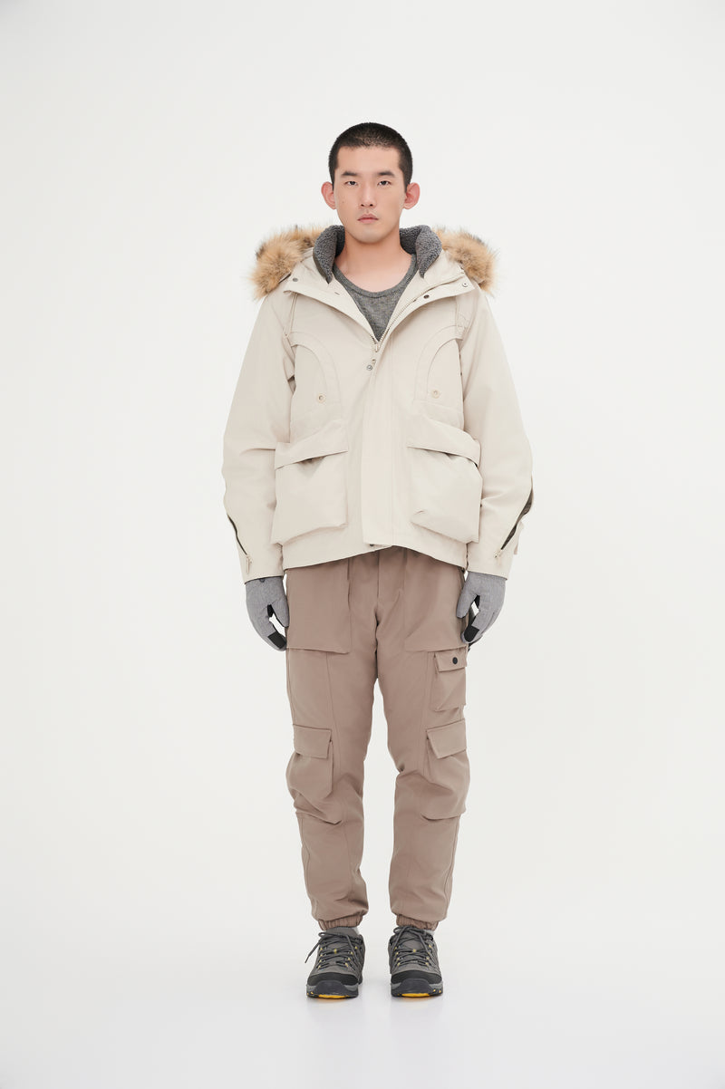 Down Jacket Topped With A Luxurious Fur-Lined Hood