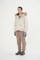 Down Jacket Topped With A Luxurious Fur-Lined Hood