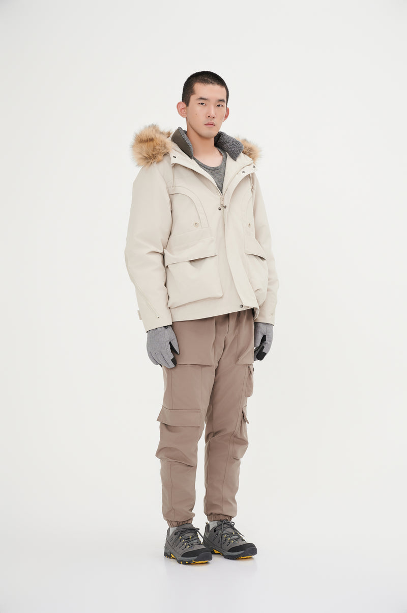 Down Jacket Topped With A Luxurious Fur-Lined Hood