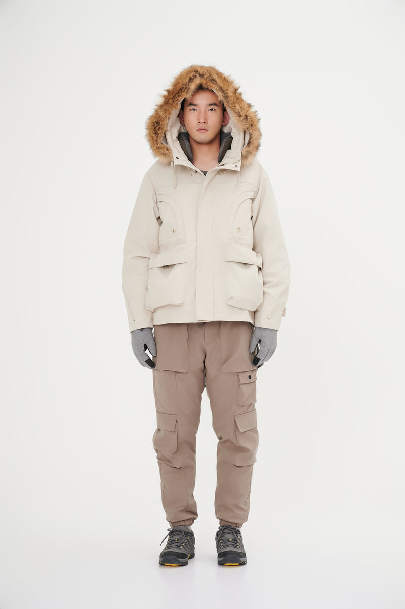 Down Jacket Topped With A Luxurious Fur-Lined Hood