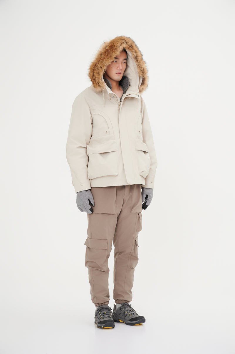 Down Jacket Topped With A Luxurious Fur-Lined Hood