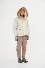 Down Jacket Topped With A Luxurious Fur-Lined Hood