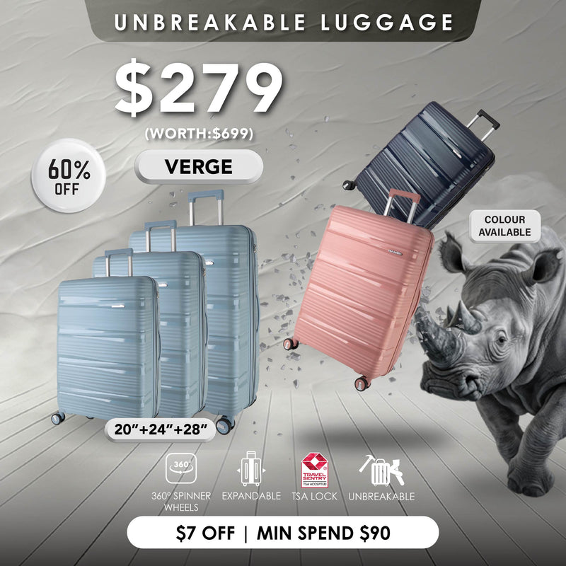 (New Arrival) URBANlite Verge 20"+24"+28" Bundle 360° 8-Wheel Spinner | TSA I Expandable | 100% Polypropylene Unbreakable Shell