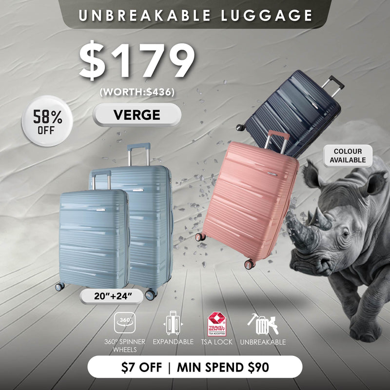(New Arrival) URBANlite Verge 20"+24" Bundle 360° 8-Wheel Spinner | TSA I Expandable | 100% Polypropylene Unbreakable Shell
