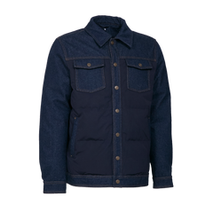 Short Denim Down Jacket With Detachable Hood - Universal Traveller SG