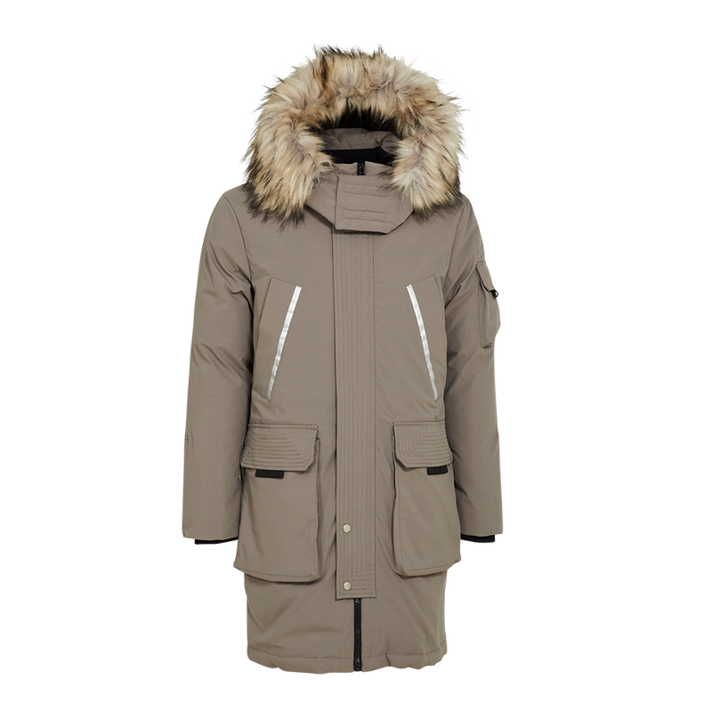 Trendy Down Parka Jacket With Reflective Print - Universal Traveller SG