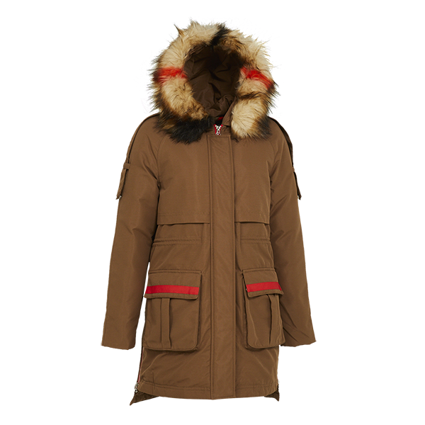 Trendy Down Jacket with Contrast Hood Fur