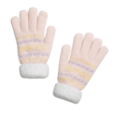 Girl Mini Hearts Knitted Gloves With Fleece lining