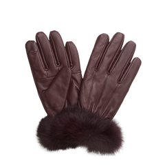 Sheep Skin Leather Gloves With Angora Fur On Cuff