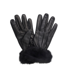 Sheep Skin Leather Gloves With Angora Fur On Cuff