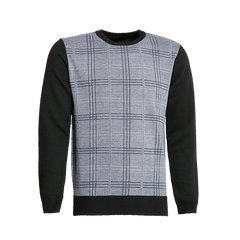 Crew Neck Knitted Sweater With Checks Print - Universal Traveller SG