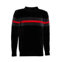 Crew Neck Knitted Sweater With Strip Print - Universal Traveller SG