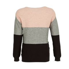 Boat neck Colour Block Knitted Sweater with Crystal - Universal Traveller SG