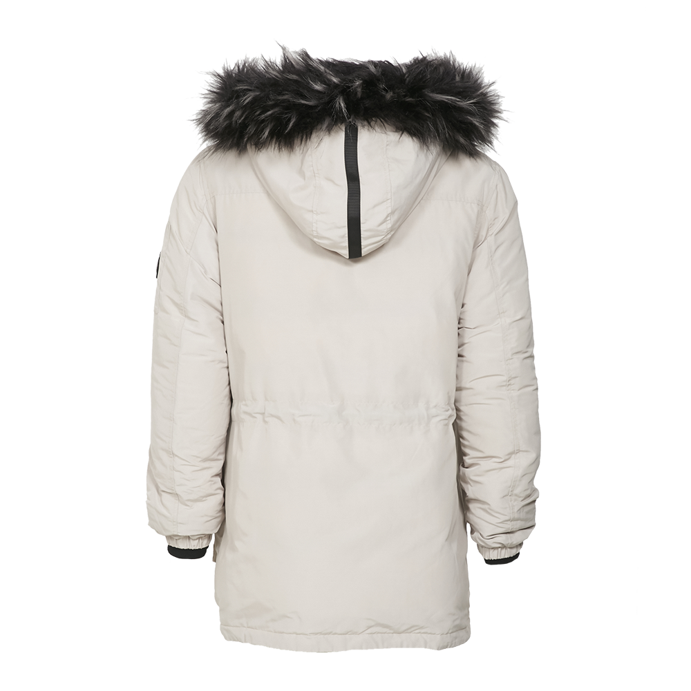 White parka coat with fur best sale hood