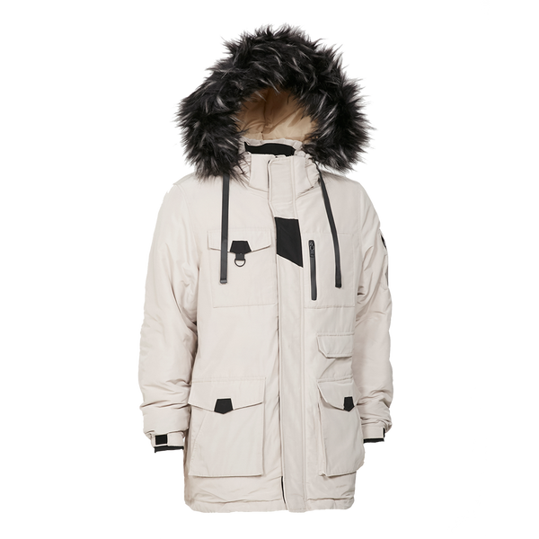 Puffer jacket with sales fur hood white