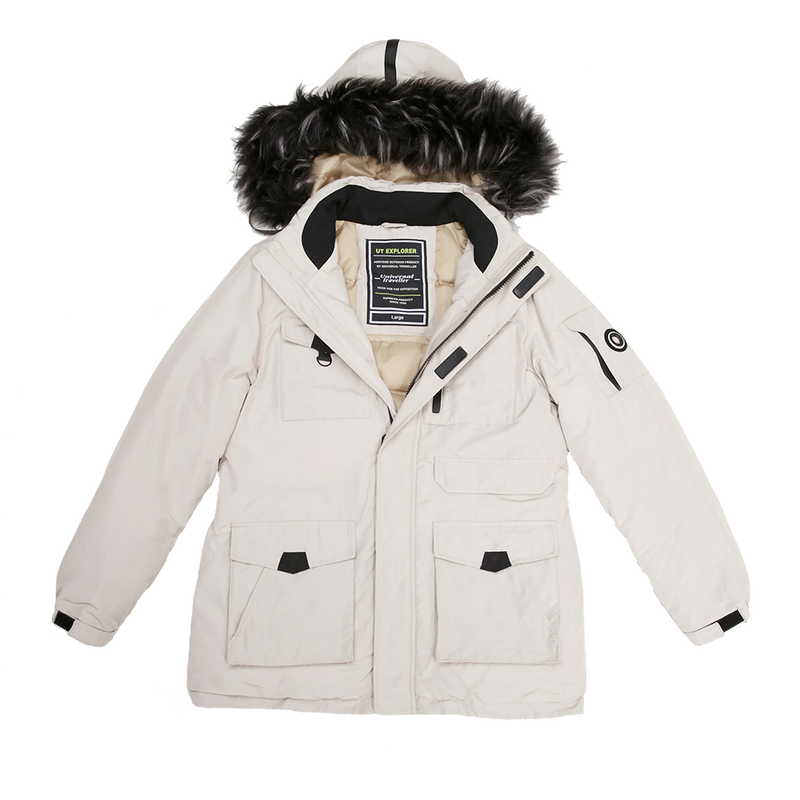 Outdoor Padded Jacket With Oversized Faux Fur Hood - Universal Traveller SG