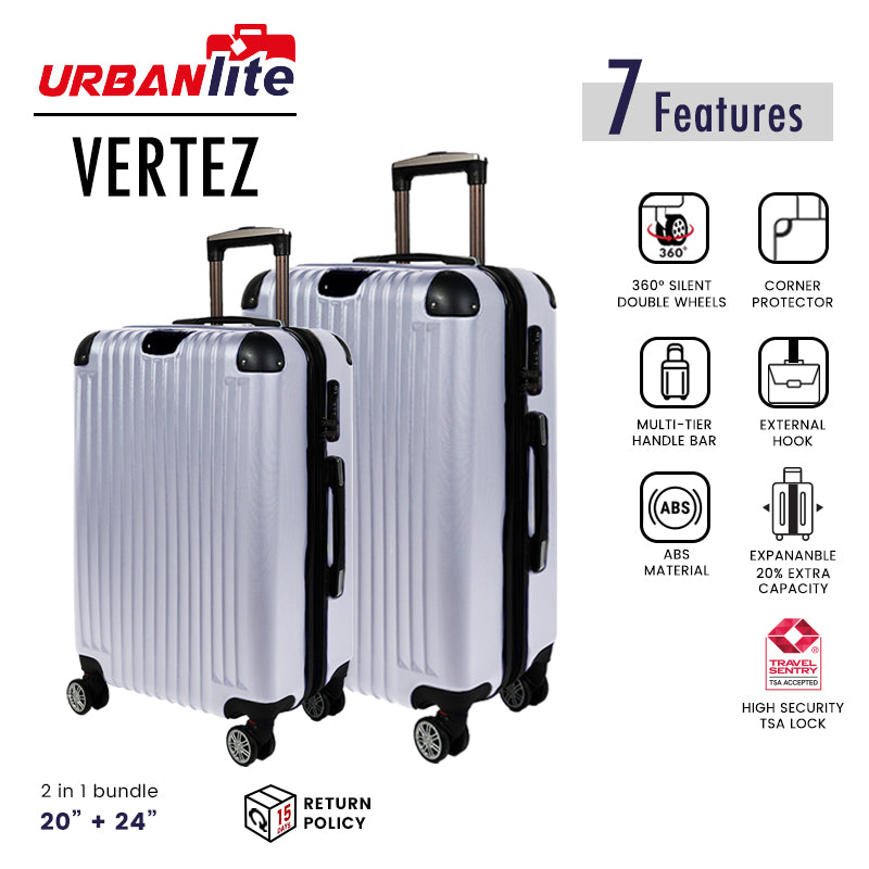 URBANlite VERTEZ  20"+24" Bundle 360° 8-Wheel Spinner | TSA Lock I Expandable |Corner Guard Hard Case Luggage